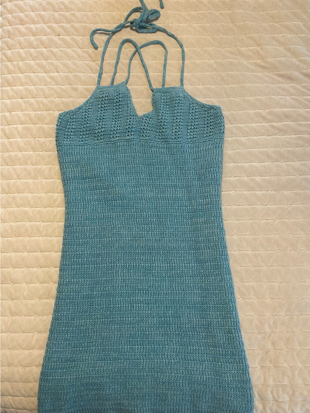 Teal Crochet Halter dress